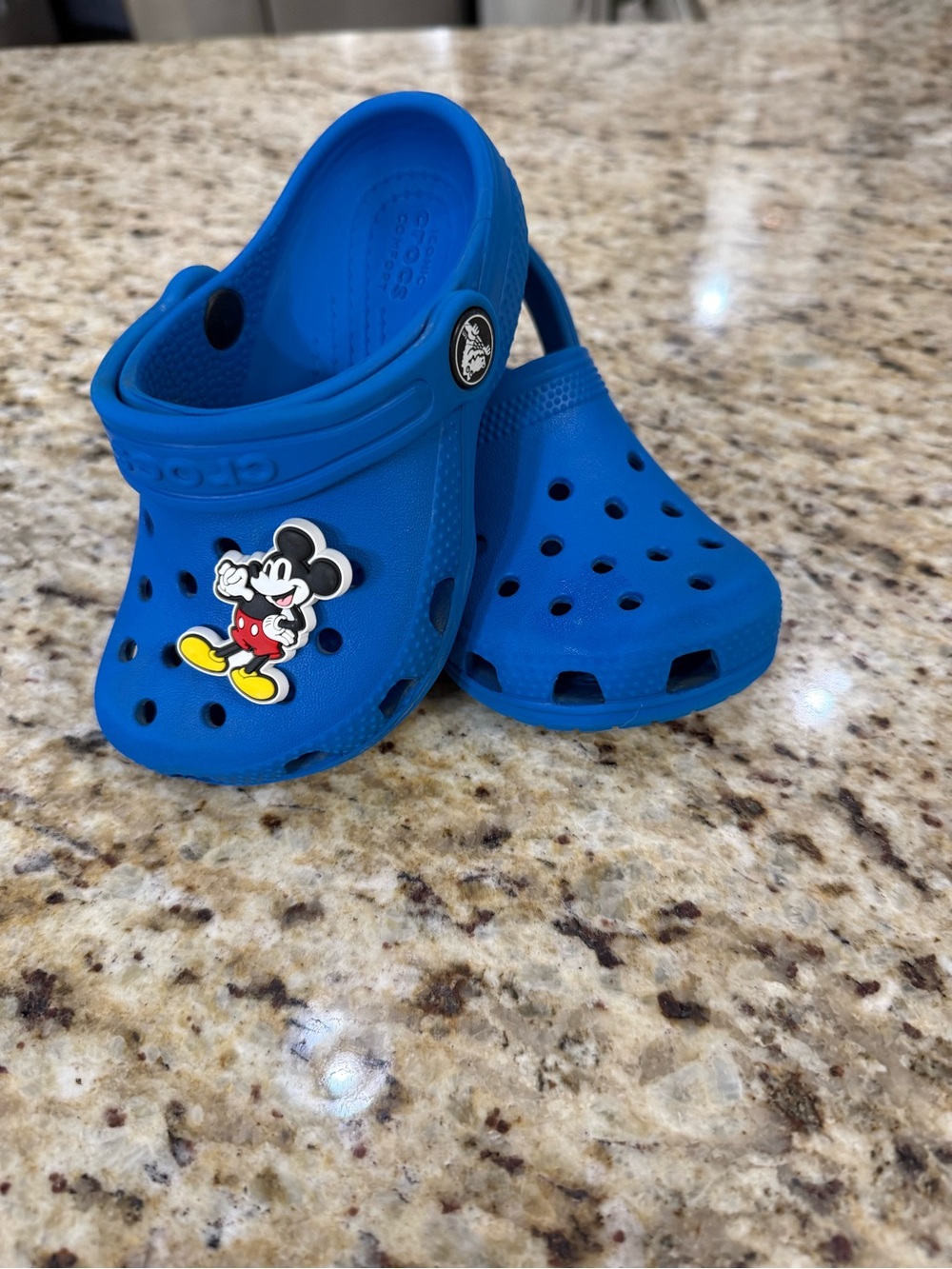 Toddler Royal Blue Crocs Classic Clog Slip On Shoes w Mickey Mouse Jibbitz 8 T8